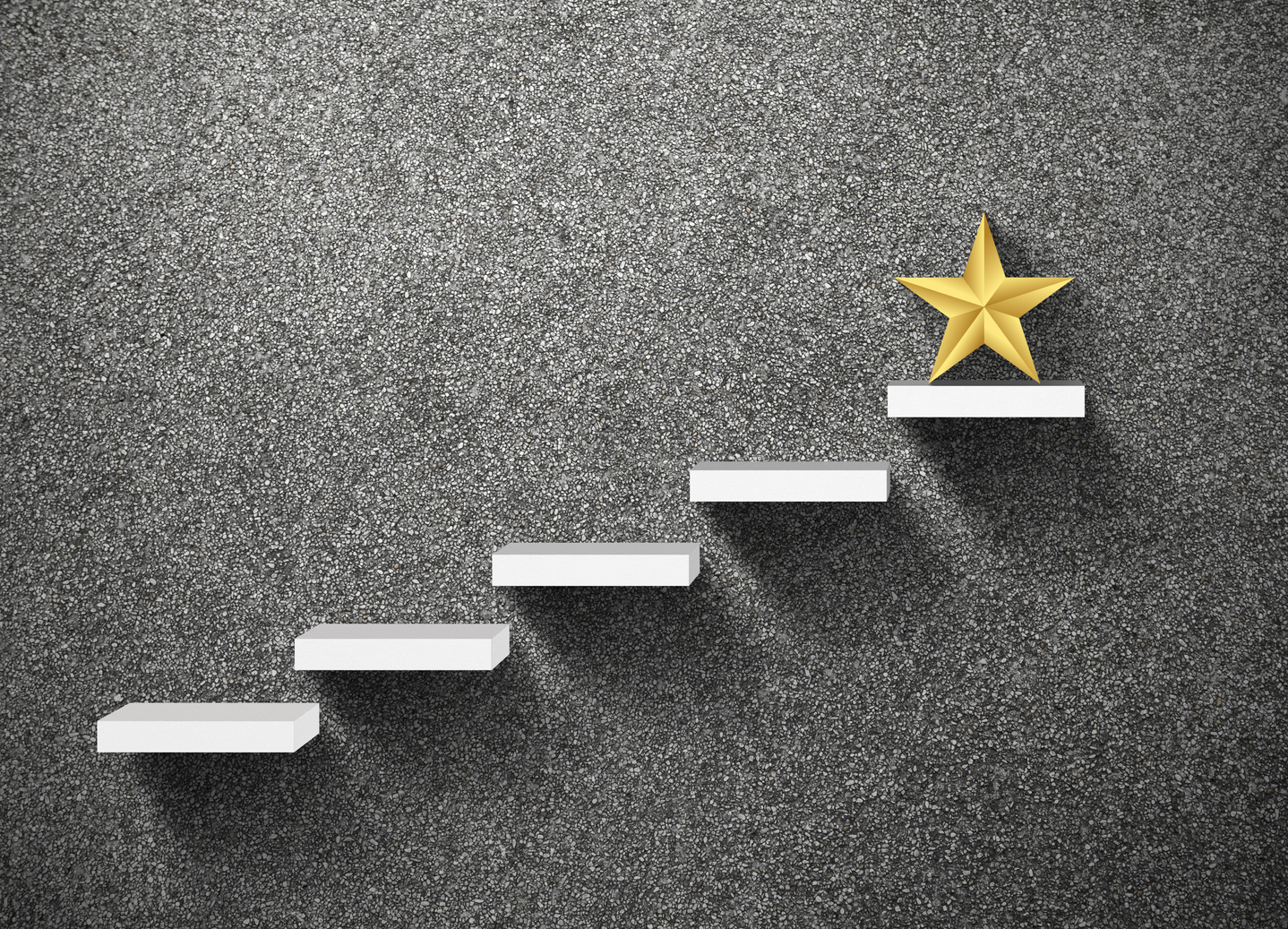 big yellow Star on stair, business successful concept